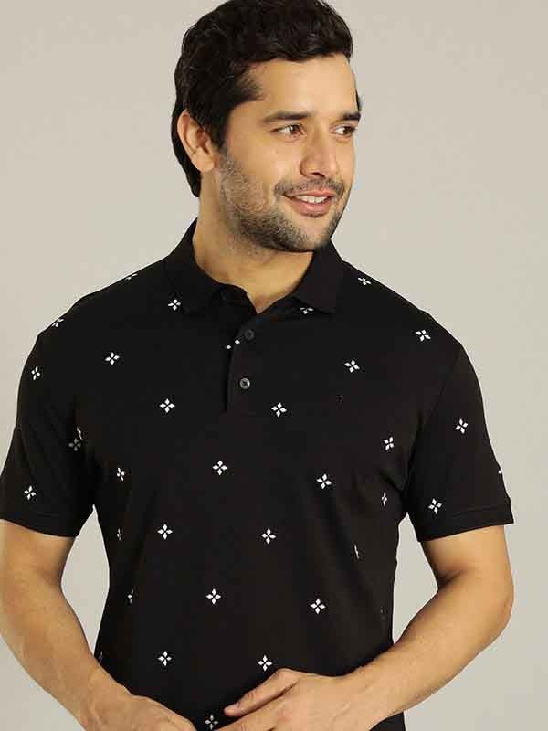 Indian Terrain Men's Half Sleeve Regular Fit Black Polo T-Shirt
